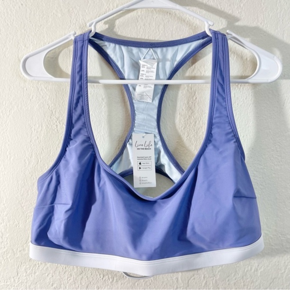 NWT Cupshe Women Bikini Top Size XL Blue/White Swim Summer Beach